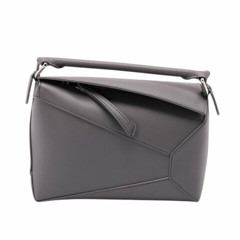 【LOEWE 羅威】Small Puzzle 小款 經典小牛皮 拼圖包 幾何 拼接包 肩背包 Slate 濃縮咖啡色 灰色
