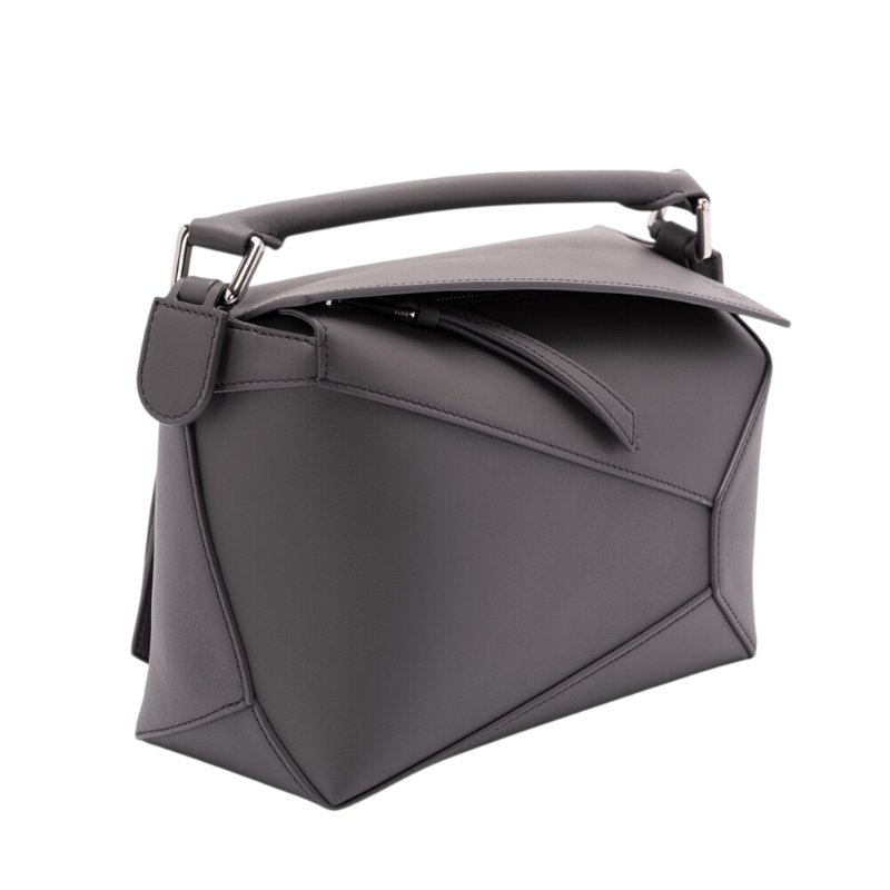 【LOEWE 羅威】Small Puzzle 小款 經典小牛皮 拼圖包 幾何 拼接包 肩背包 Slate 濃縮咖啡色 灰色-1