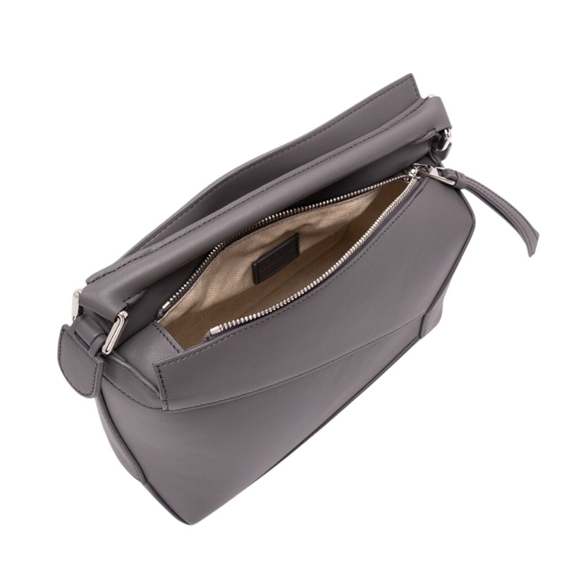 【LOEWE 羅威】Small Puzzle 小款 經典小牛皮 拼圖包 幾何 拼接包 肩背包 Slate 濃縮咖啡色 灰色-2