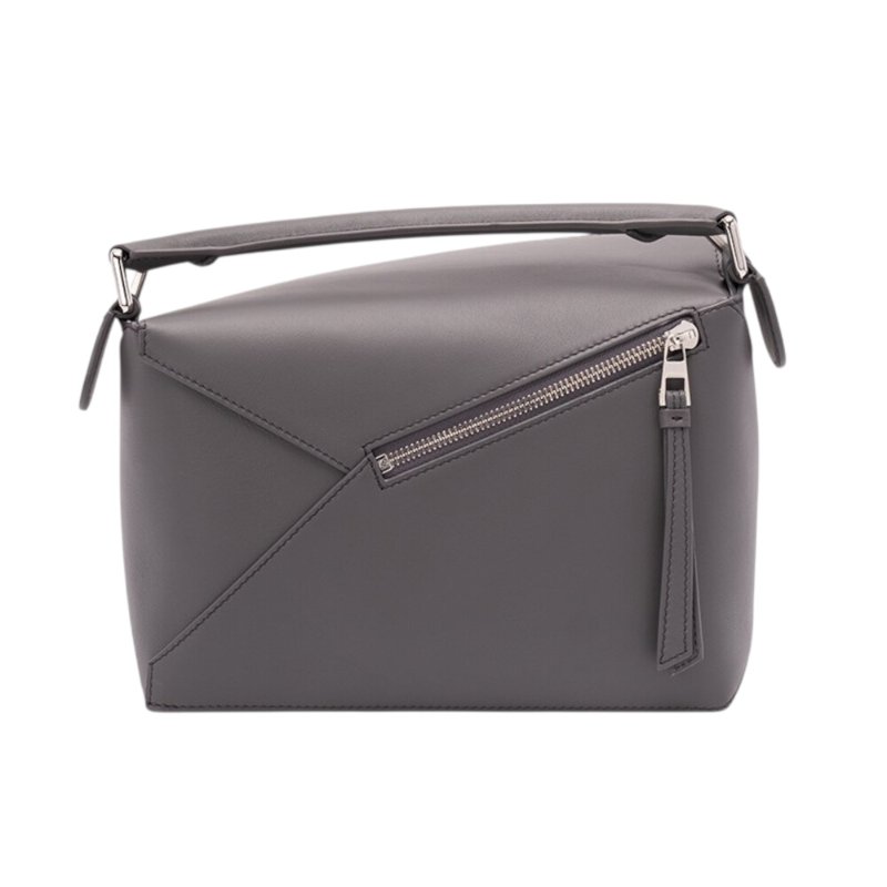 【LOEWE 羅威】Small Puzzle 小款 經典小牛皮 拼圖包 幾何 拼接包 肩背包 Slate 濃縮咖啡色 灰色-4