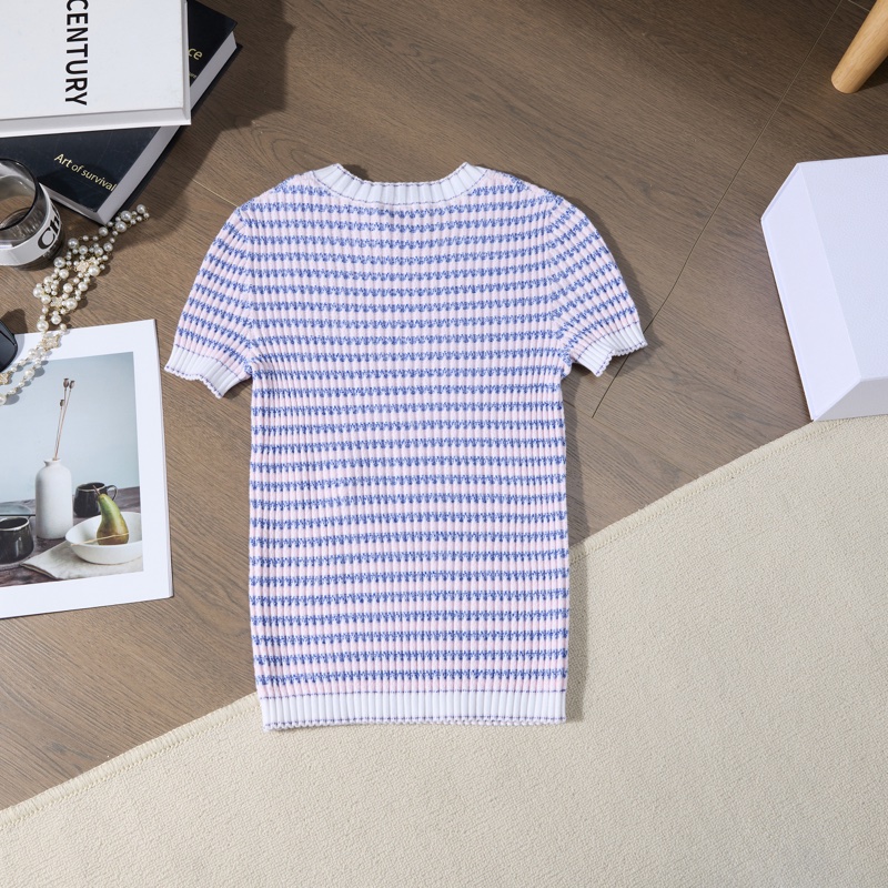 ❤️Chanel💙大logo間條針織上衣-2