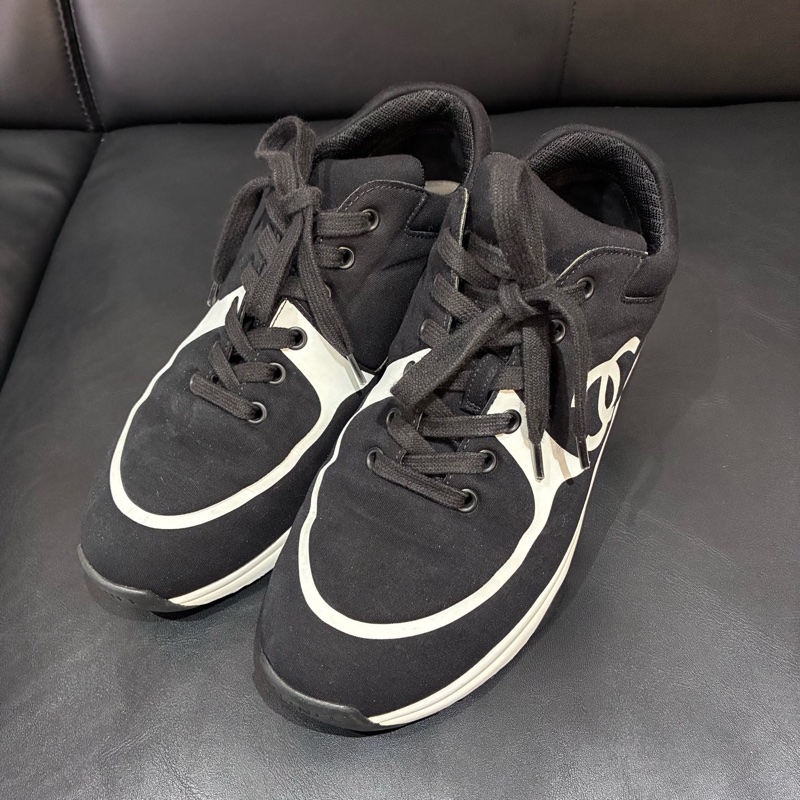 Chanel/香奈兒 精典雙C字母運動休閒鞋女士黑白熊貓老爹鞋 38.5碼-1