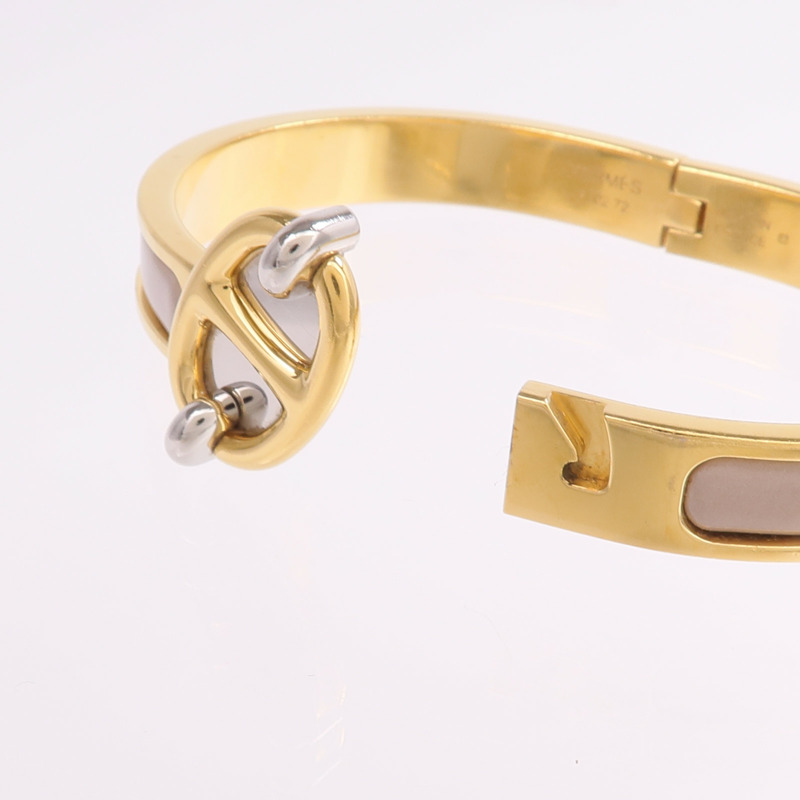 HERMES 金屬/琺瑯Mini Clic Chaine d'Ancre手鐲-5