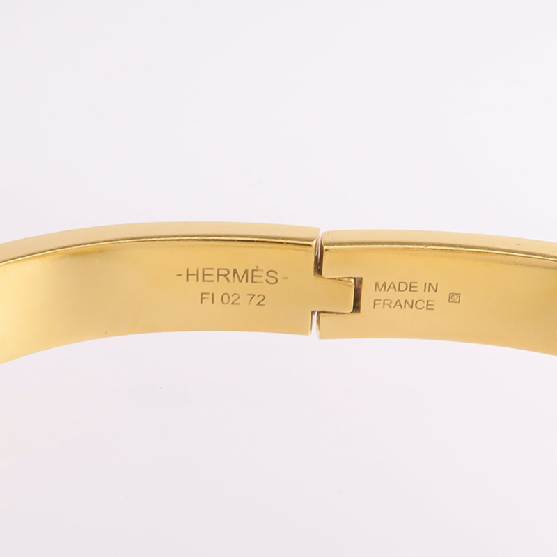 HERMES 金屬/琺瑯Mini Clic Chaine d'Ancre手鐲-6