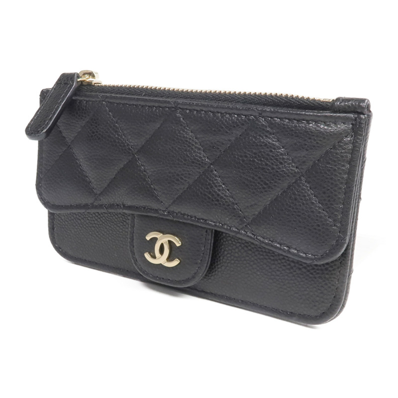 CHANEL 牛皮皮革Classic Zipped Card Holder金扣卡片套-2