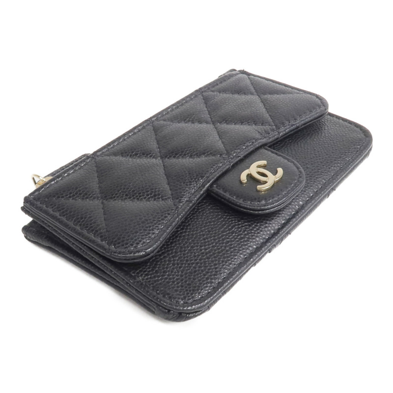 CHANEL 牛皮皮革Classic Zipped Card Holder金扣卡片套-3