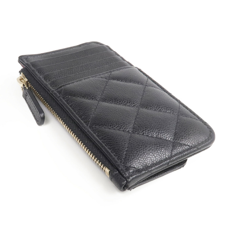 CHANEL 牛皮皮革Classic Zipped Card Holder金扣卡片套-4