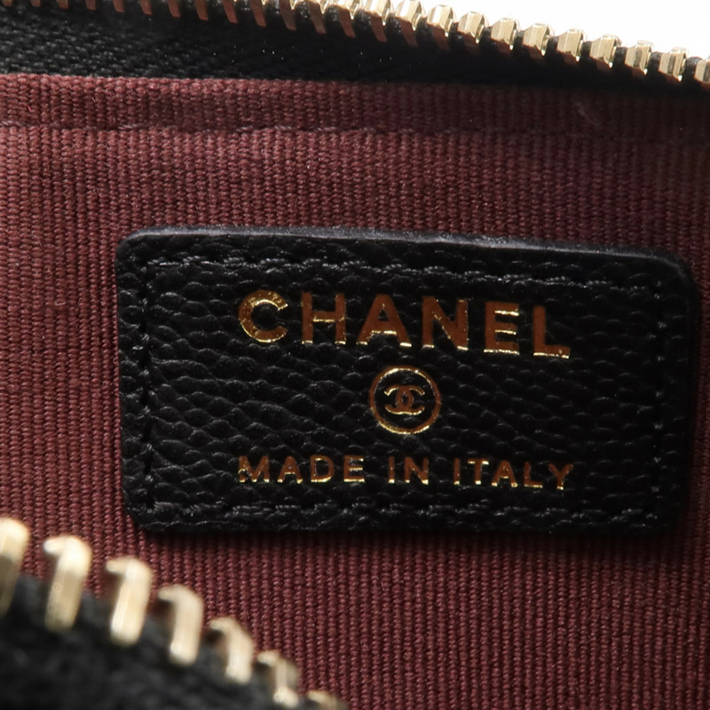 CHANEL 牛皮皮革Classic Zipped Card Holder金扣卡片套-9