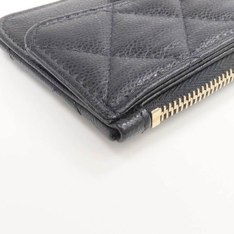 CHANEL 牛皮皮革Classic Zipped Card Holder金扣卡片套-12