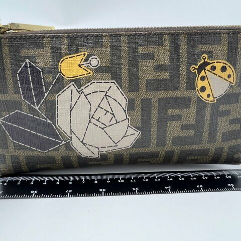 FENDI FF 老花趣味印花鍊條手拿包