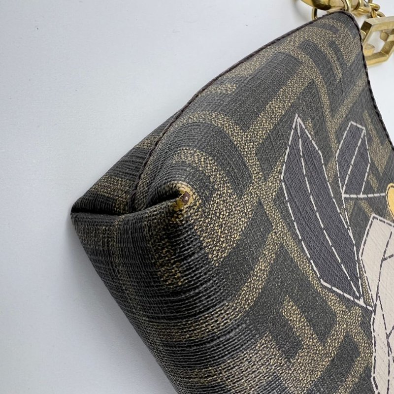 FENDI FF 老花趣味印花鍊條手拿包-12