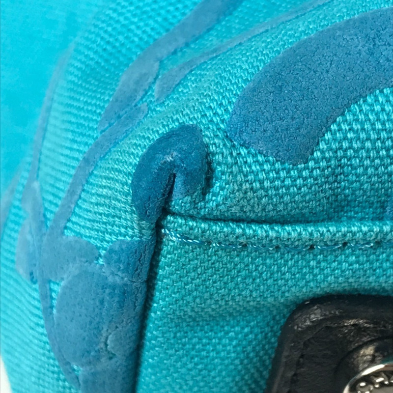 香奈兒復古標誌 CC 可可標誌 山茶花手提包 單肩雙色皮革帆布 女士藍色-8