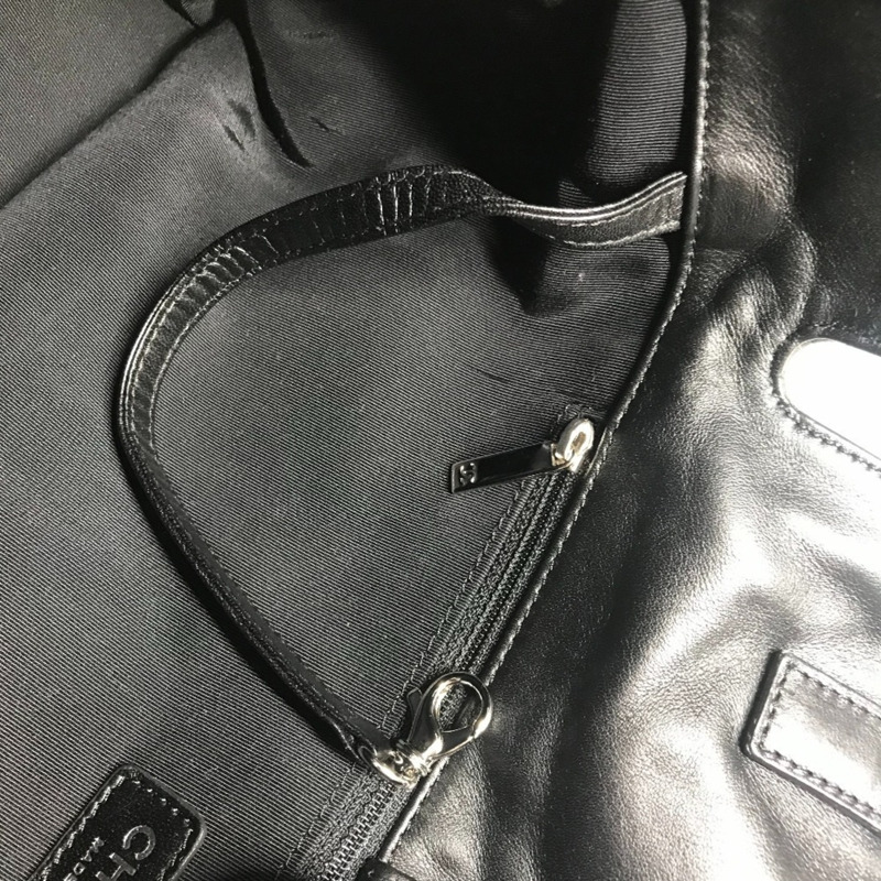 香奈兒復古標誌 CC 可可標誌 山茶花手提包 單肩雙色皮革帆布 女士藍色-14