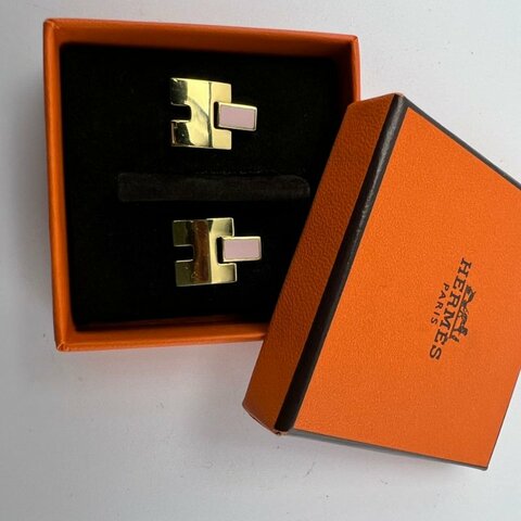 Hermès H 型珐琅耳钉