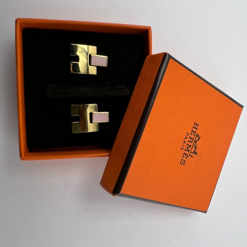 Hermès H 型珐琅耳钉-3