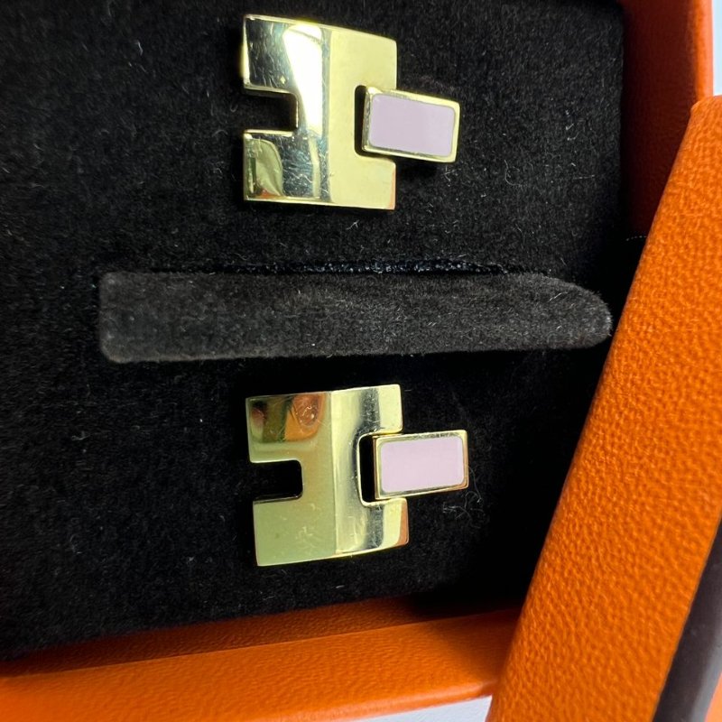 Hermès H 型珐琅耳钉-5