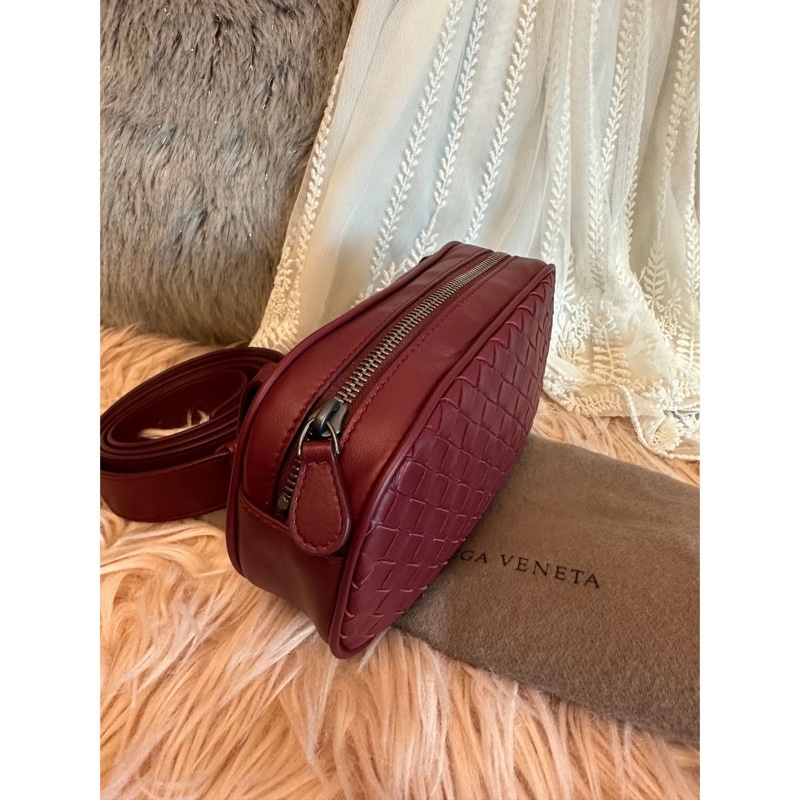 閒置全新未使用 Bottega Veneta 枣紅編織 腰包（附皮帶）可做斜挎包-20