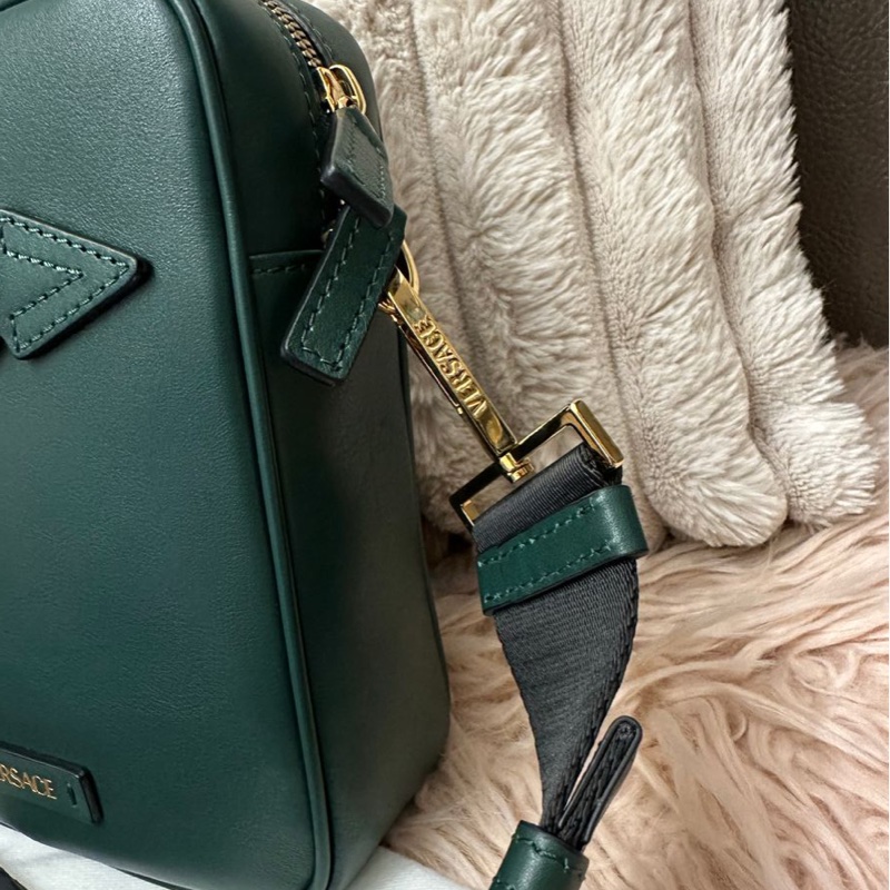 范思哲 男包 Versace 軍綠皮革美杜莎相機包 /斜挎包-2