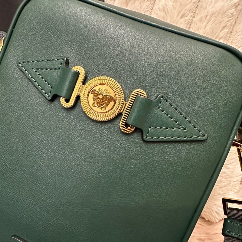 范思哲 男包 Versace 軍綠皮革美杜莎相機包 /斜挎包-11