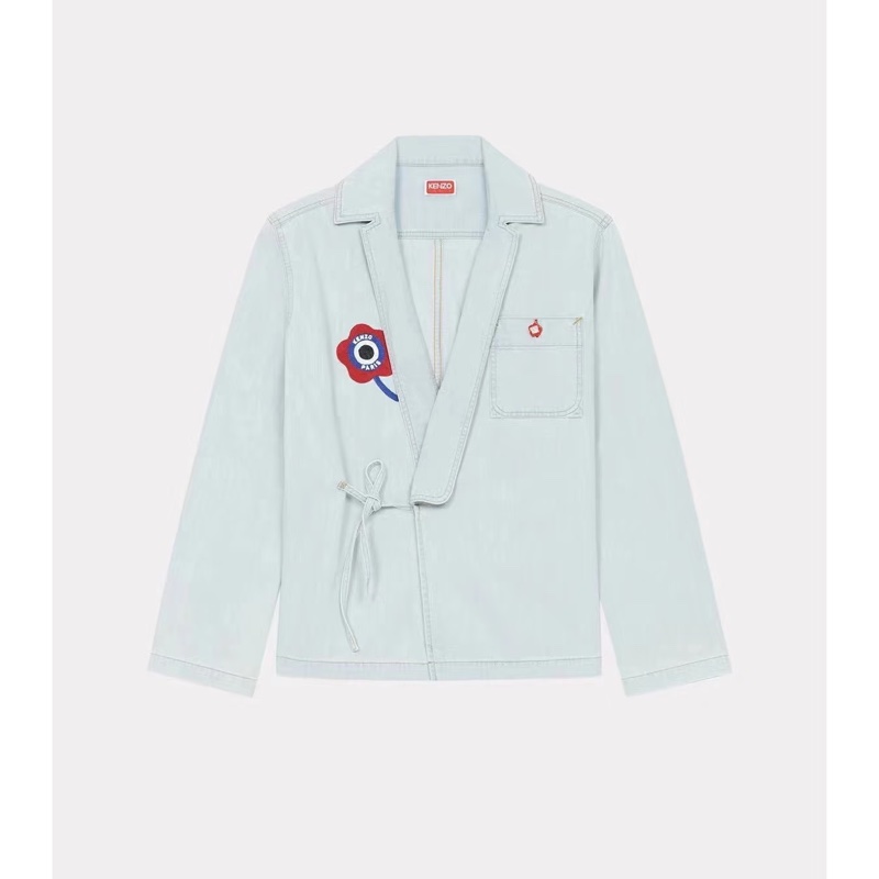 KENZO淺牛仔色西裝領牛仔外套襯衫罩衫-1