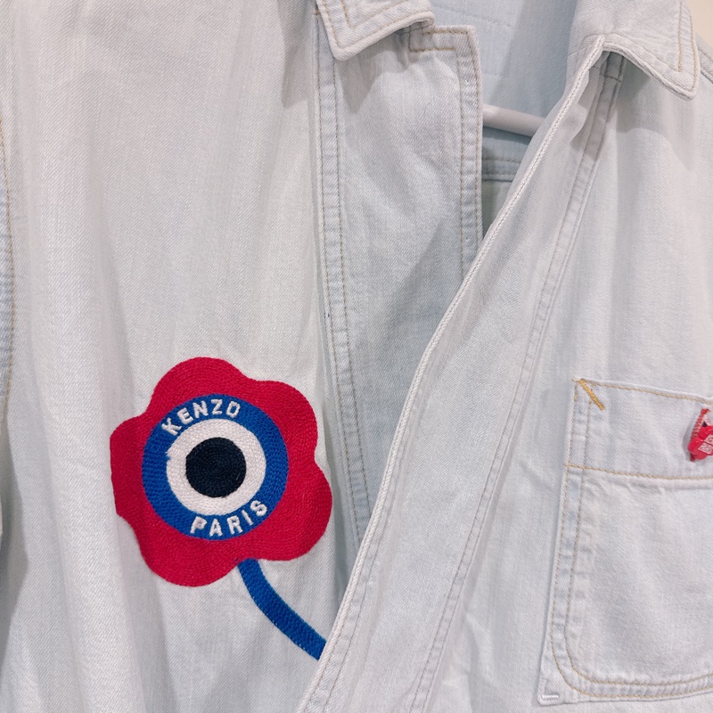 KENZO淺牛仔色西裝領牛仔外套襯衫罩衫-3