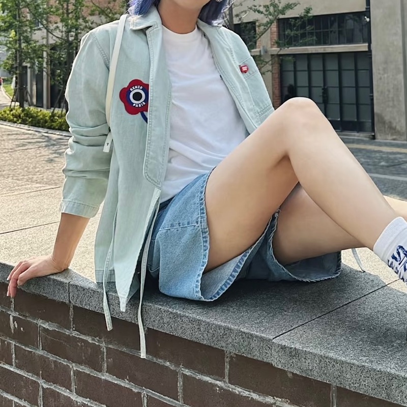 KENZO淺牛仔色西裝領牛仔外套襯衫罩衫-10