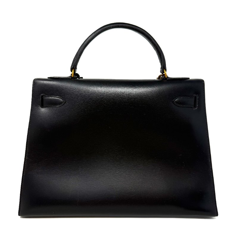 愛馬仕 Kelly 32 Sellier Box 皮 黑色 黑金 外縫 凱莉包 手提包 肩背包 金扣 GHW-2