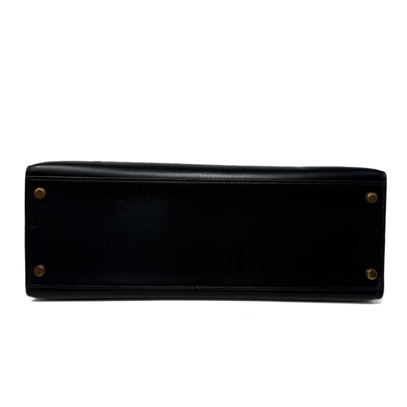 愛馬仕 Kelly 32 Sellier Box 皮 黑色 黑金 外縫 凱莉包 手提包 肩背包 金扣 GHW-3