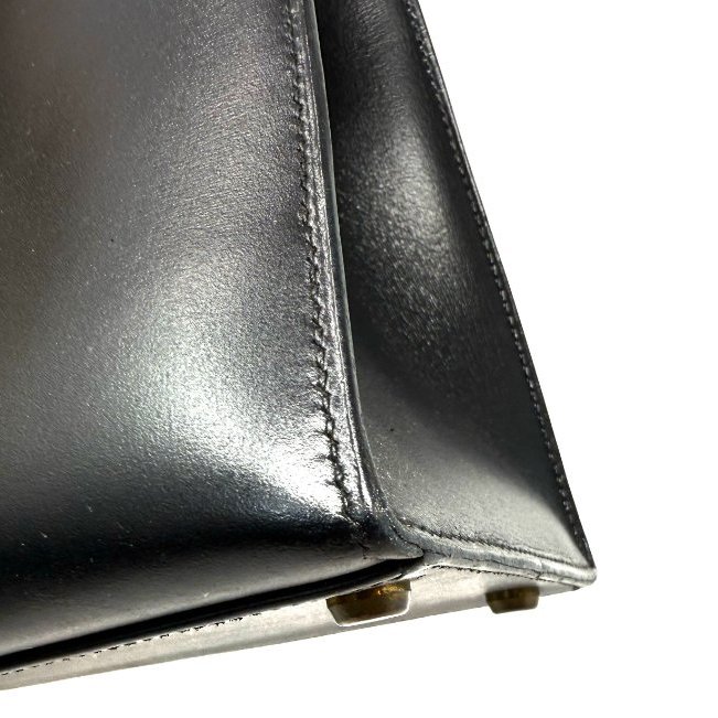 愛馬仕 Kelly 32 Sellier Box 皮 黑色 黑金 外縫 凱莉包 手提包 肩背包 金扣 GHW-8