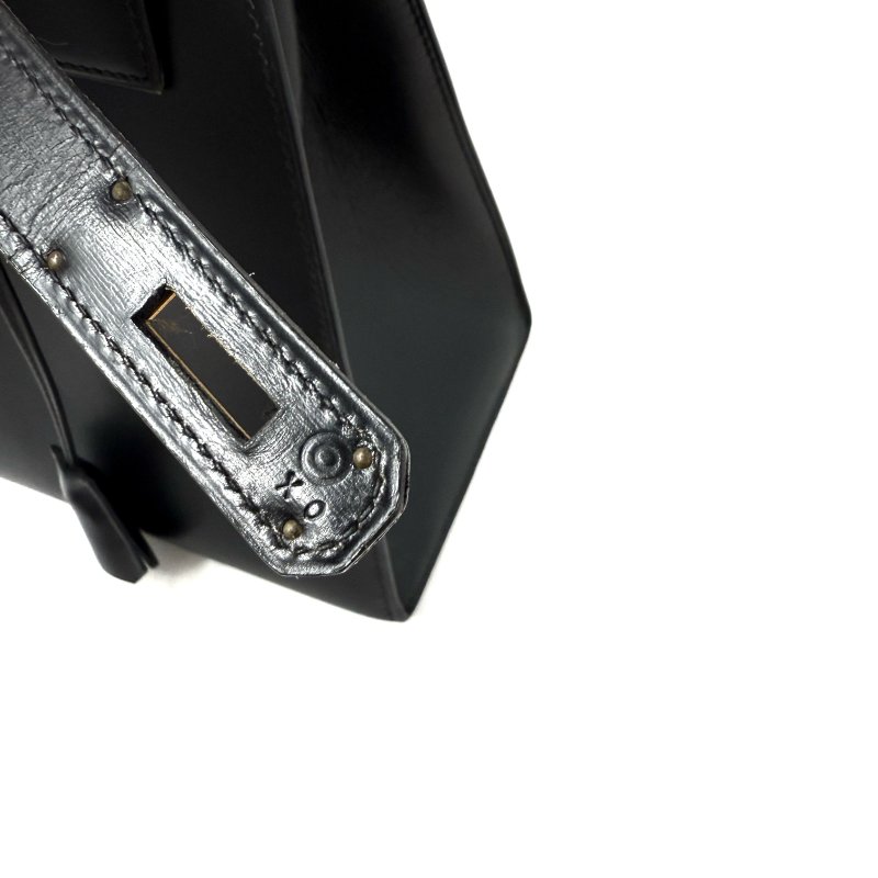 愛馬仕 Kelly 32 Sellier Box 皮 黑色 黑金 外縫 凱莉包 手提包 肩背包 金扣 GHW-11