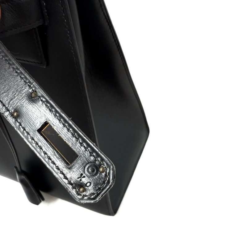 愛馬仕 Kelly 32 Sellier Box 皮 黑色 黑金 外縫 凱莉包 手提包 肩背包 金扣 GHW-12