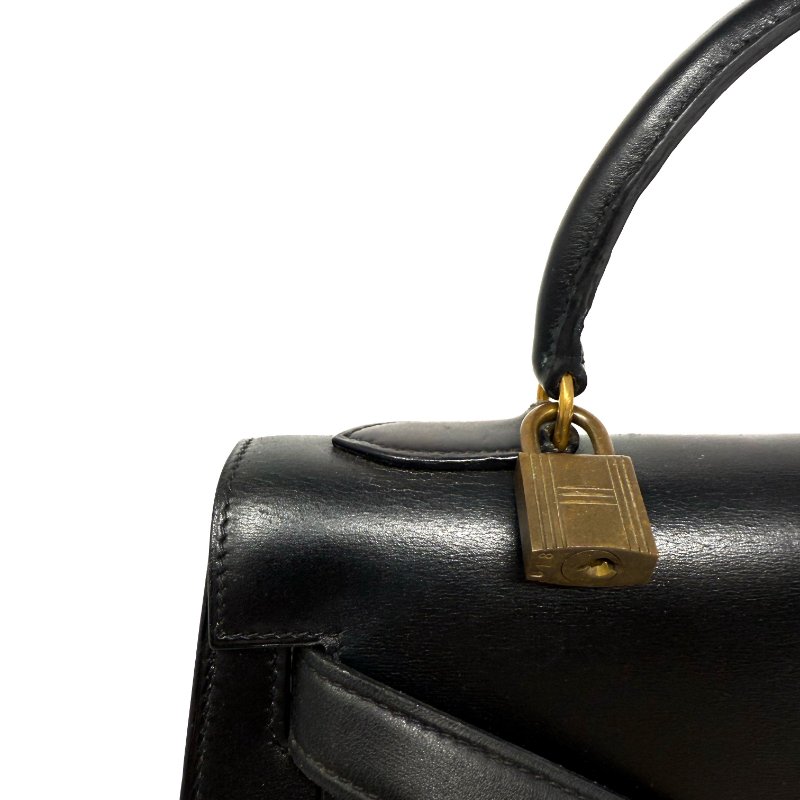 愛馬仕 Kelly 32 Sellier Box 皮 黑色 黑金 外縫 凱莉包 手提包 肩背包 金扣 GHW-13