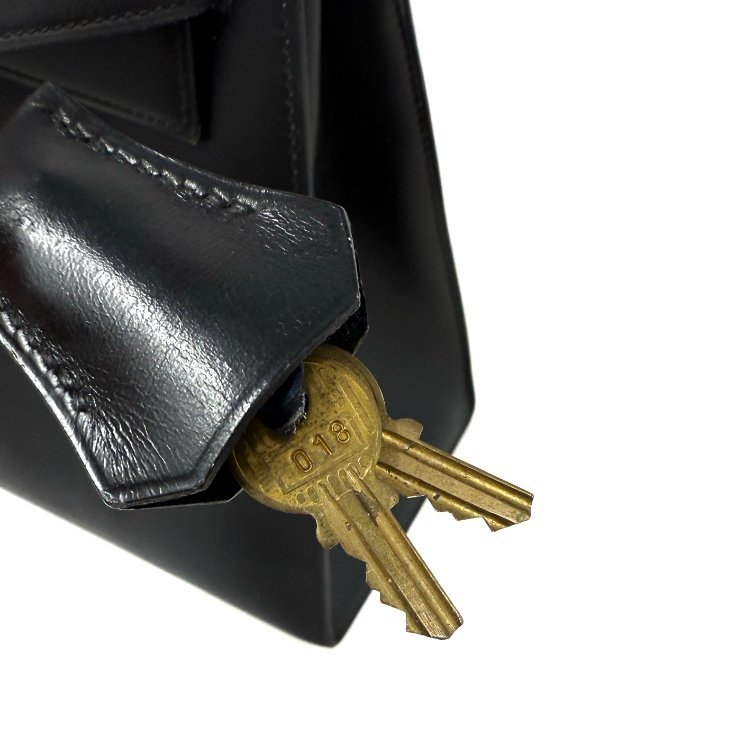 愛馬仕 Kelly 32 Sellier Box 皮 黑色 黑金 外縫 凱莉包 手提包 肩背包 金扣 GHW-14