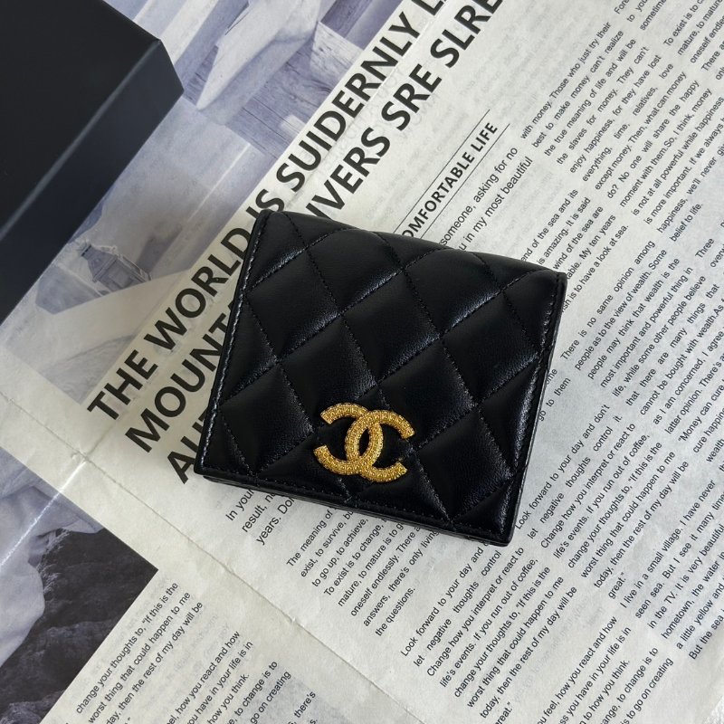 CHANEL 23A雙折零錢袋短夾 - 黑金-1