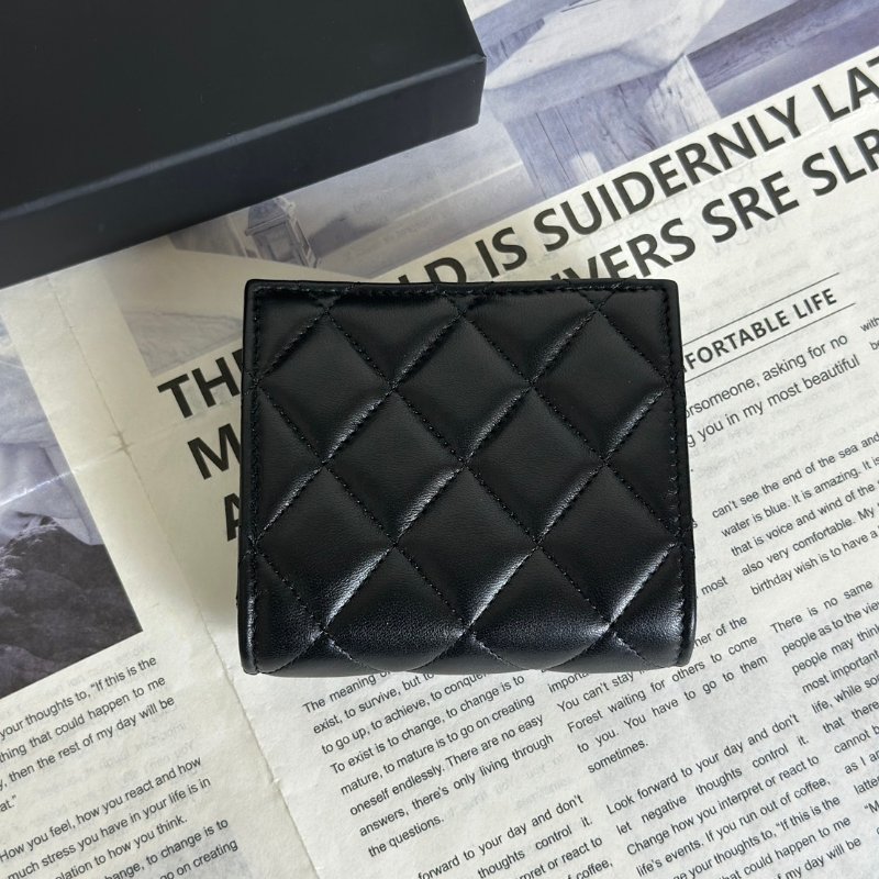 CHANEL 23A雙折零錢袋短夾 - 黑金-4