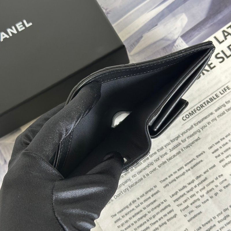 CHANEL 23A雙折零錢袋短夾 - 黑金-7