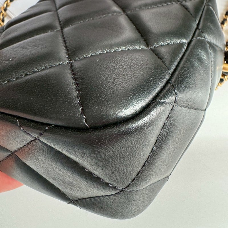 ✨手機完全放得下✨全新商品 珍珠雙鏈調節斜背包-3