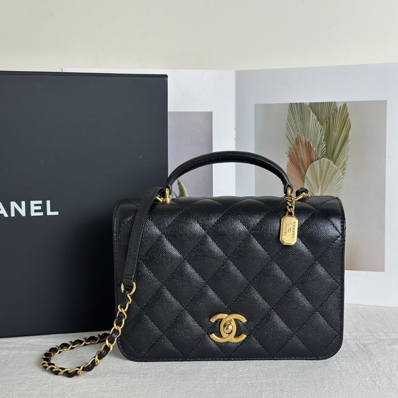 CHANEL 23B粒面牛皮風琴包 - 黑金-0