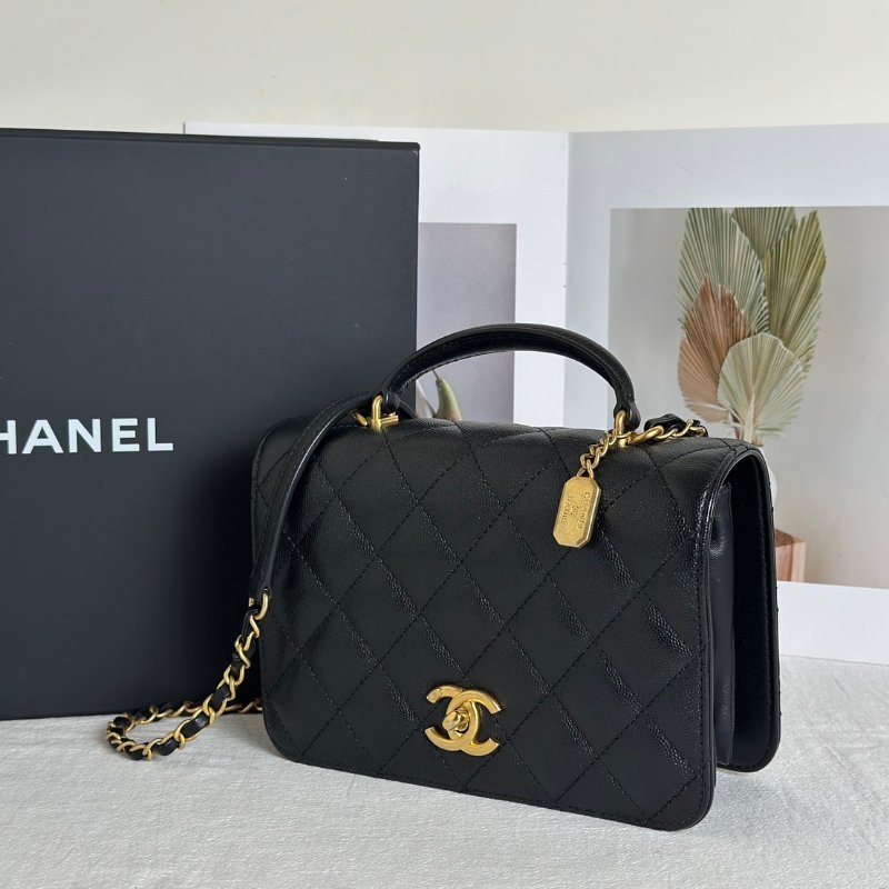 CHANEL 23B粒面牛皮風琴包 - 黑金-3