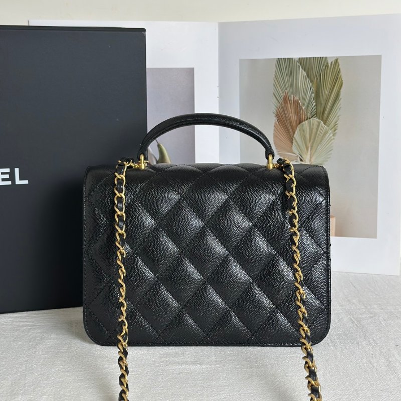 CHANEL 23B粒面牛皮風琴包 - 黑金-4