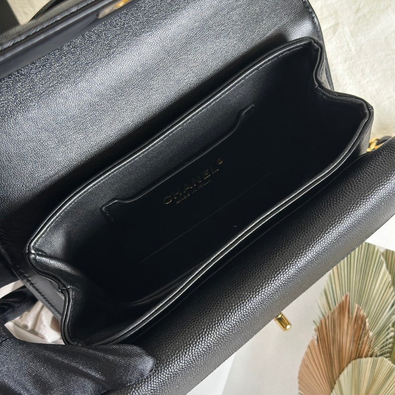 CHANEL 23B粒面牛皮風琴包 - 黑金-7