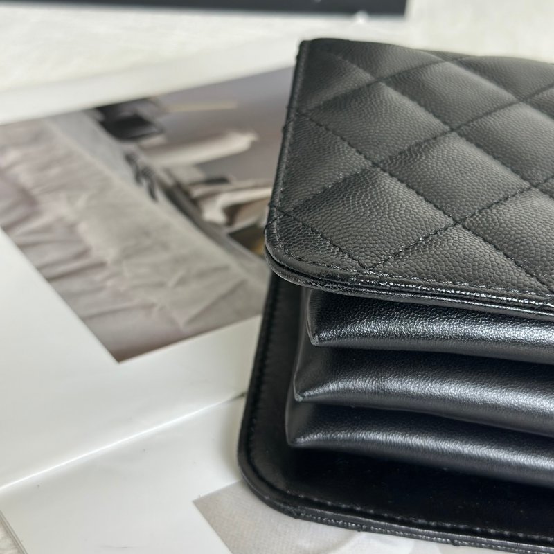 CHANEL 23B粒面牛皮風琴包 - 黑金-9