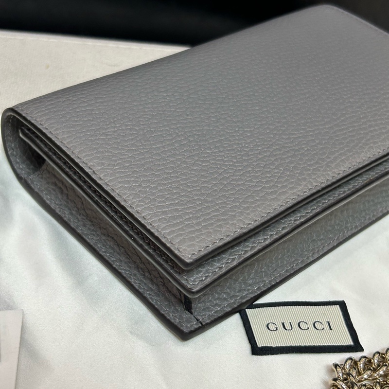 GUCCI/古馳 灰色牛皮鏈條woc，尺寸19×11，有盒有塵袋，-5