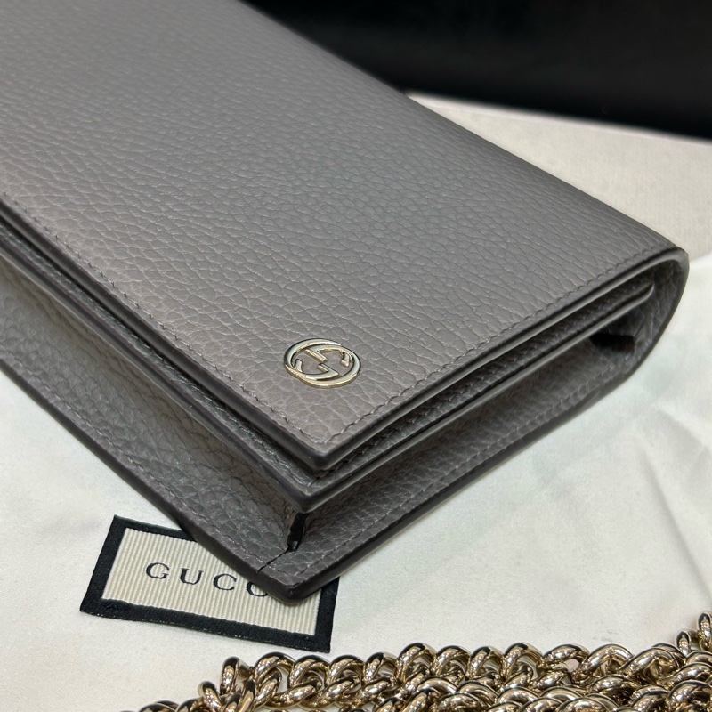 GUCCI/古馳 灰色牛皮鏈條woc，尺寸19×11，有盒有塵袋，-6