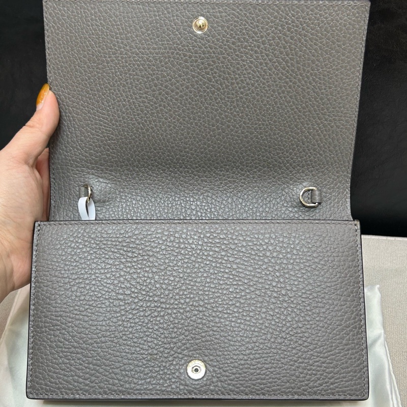 GUCCI/古馳 灰色牛皮鏈條woc，尺寸19×11，有盒有塵袋，-7