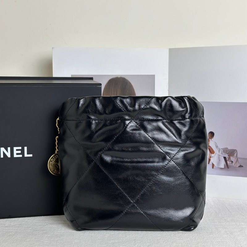 CHANEL 22 Mini bag 珍珠雙C鍊 - 黑金-4