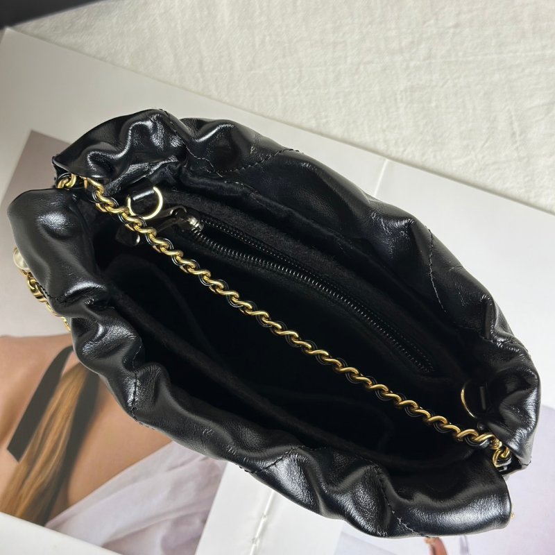 CHANEL 22 Mini bag 珍珠雙C鍊 - 黑金-6