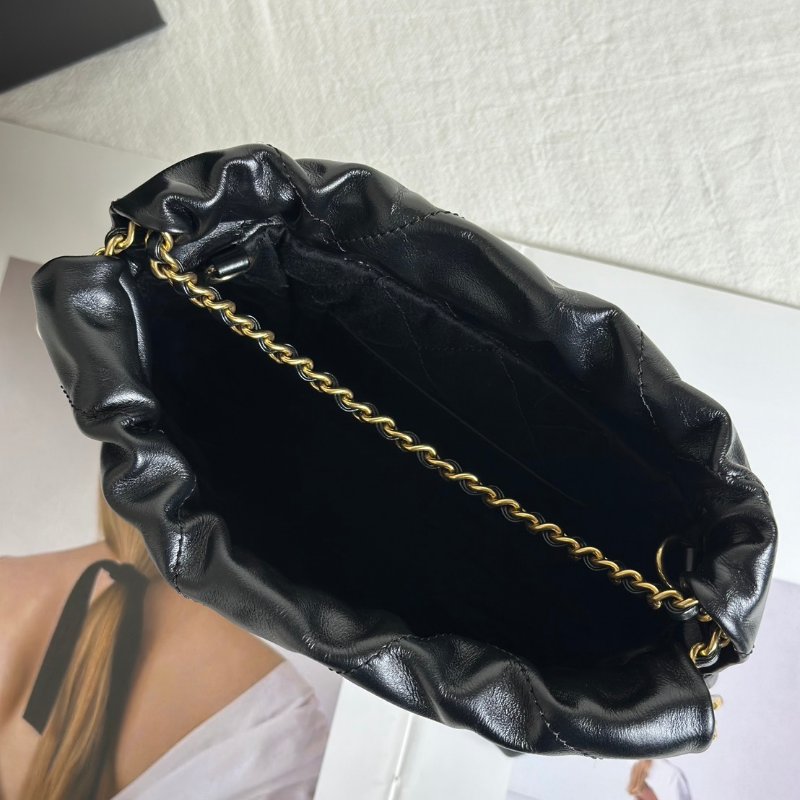 CHANEL 22 Mini bag 珍珠雙C鍊 - 黑金-7