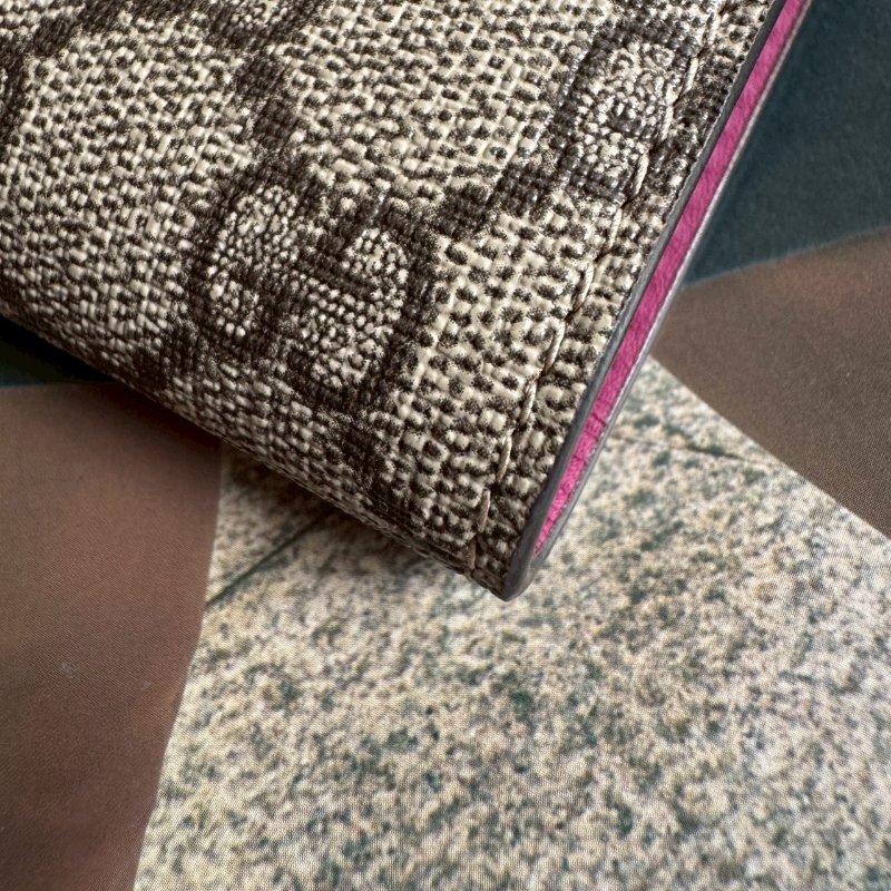 ✨容量超大 GUCCI紅色皮革拼烏木色雙面短夾-4