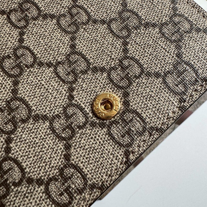 ✨容量超大 GUCCI紅色皮革拼烏木色雙面短夾-14